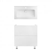 Купить Комплект Qtap тумба напольная Tern 800х725х437 мм White + раковина врезная Albatross 01 QT71TE44093