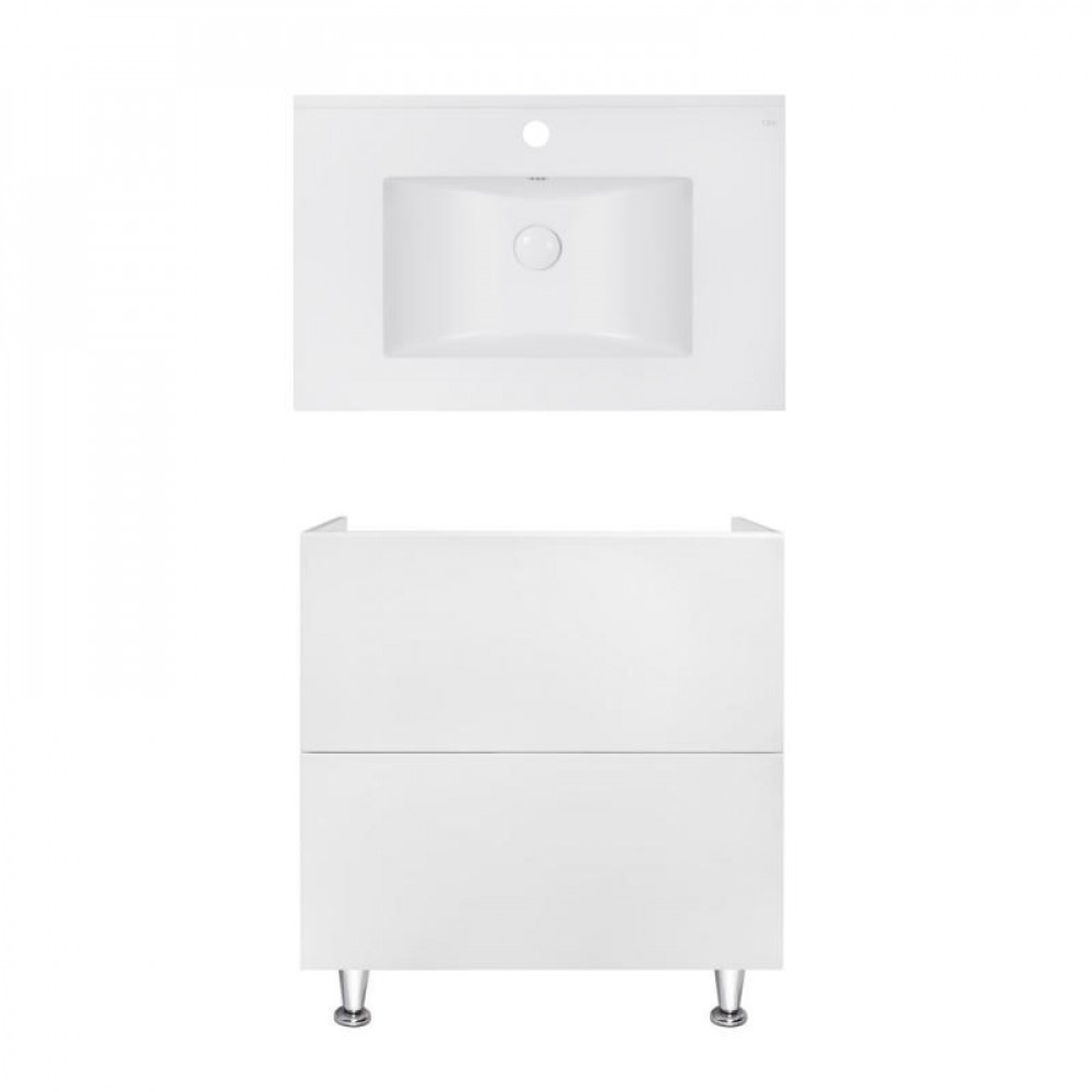 Купити Комплект Qtap тумба підлогова Tern 800х725х437 мм White + раковина урізна Albatross E QT71TE44095