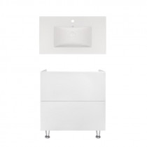 Купить Комплект Qtap тумба напольная Tern 800х725х437 мм White + раковина врезная Albatross New QT71TE44096