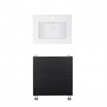 Купить Комплект Qtap тумба напольная Tern 600х725х437 мм Matt Black + раковина врезная Albatross E QT71TE44113