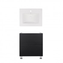 Купити Комплект Qtap тумба підлогова Tern 600х725х437 мм Matt Black + раковина урізна Albatross New QT71TE44114