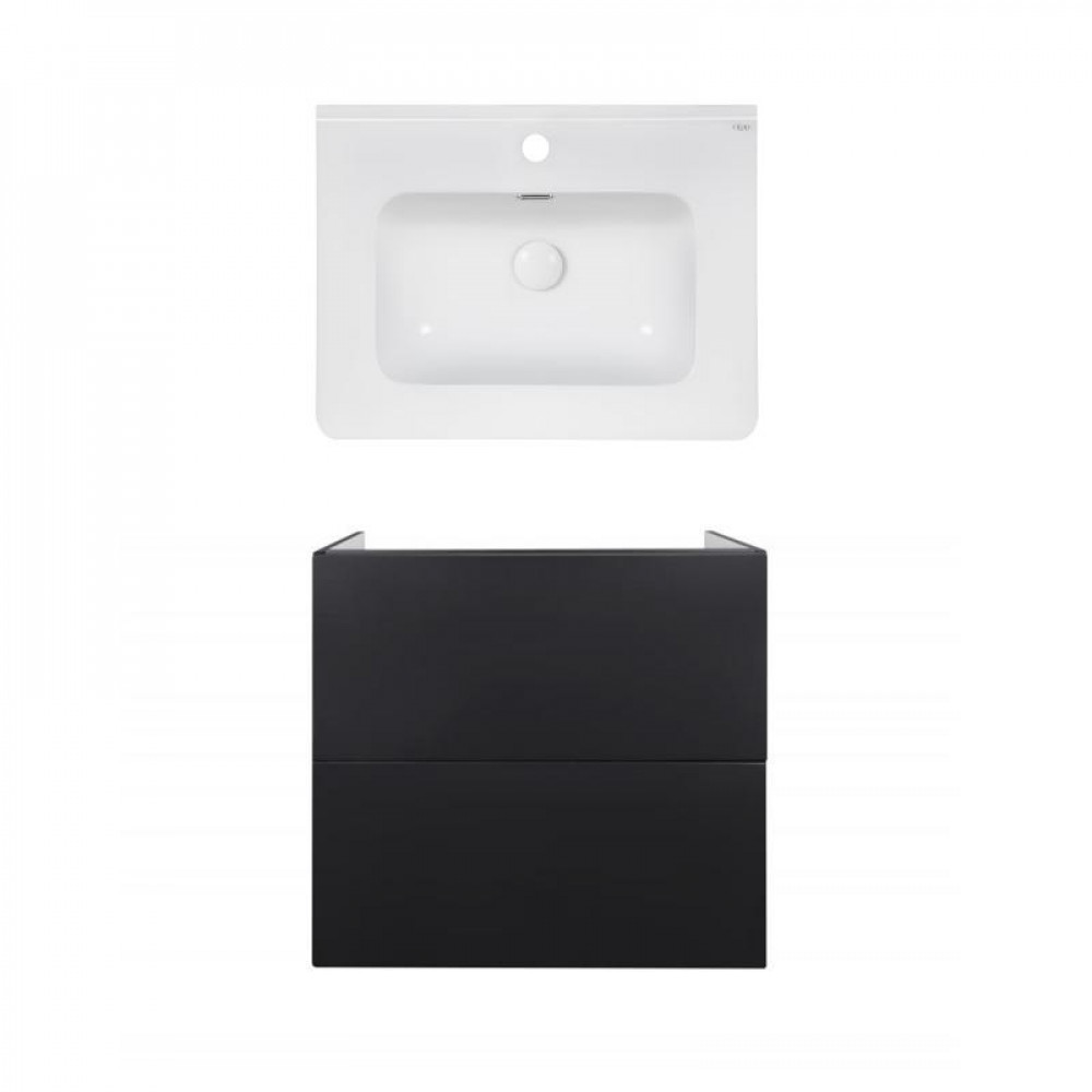 Купити Комплект Qtap тумба підвісна Tern 600х580х437 мм Matt Black + раковина урізна Albatross E QT71TE44118
