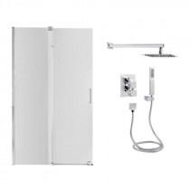 Купить Готовое решение Qtap 14: Стена Walk-In GLIDE, 120x190 + Душ. набор скрытого монтажа с термостатом