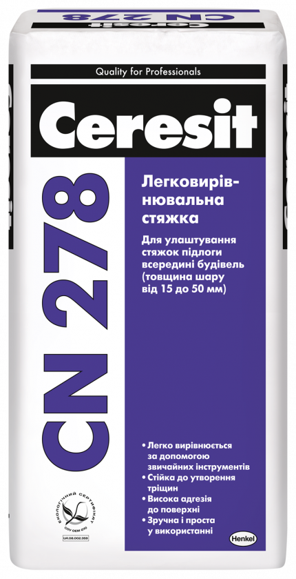 79b4aa783bd0809ea8579283a7fa22d6 CN 278 Легковирівнююча стяжка, 25 кг - Зображення 1