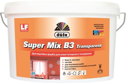 Фарба дисперсійна акрилова Super Mix В3 Transparent, 4.5 л